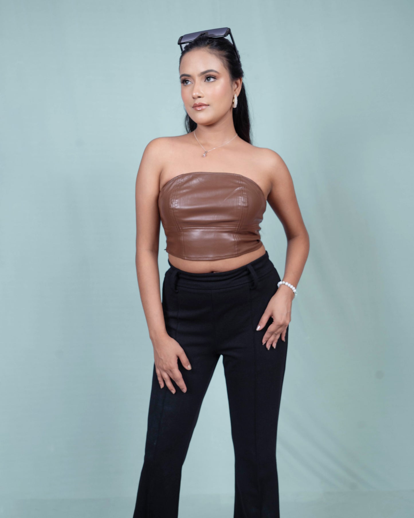 Allurite Crop PU Leather Tube Top