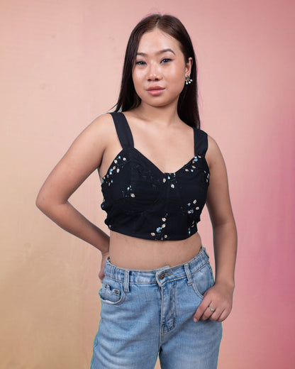 Embroidered Bustier Crop Top