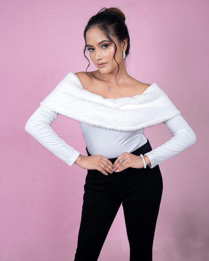 Velvet Luxe Foldover Off-Shoulder Bodysuit