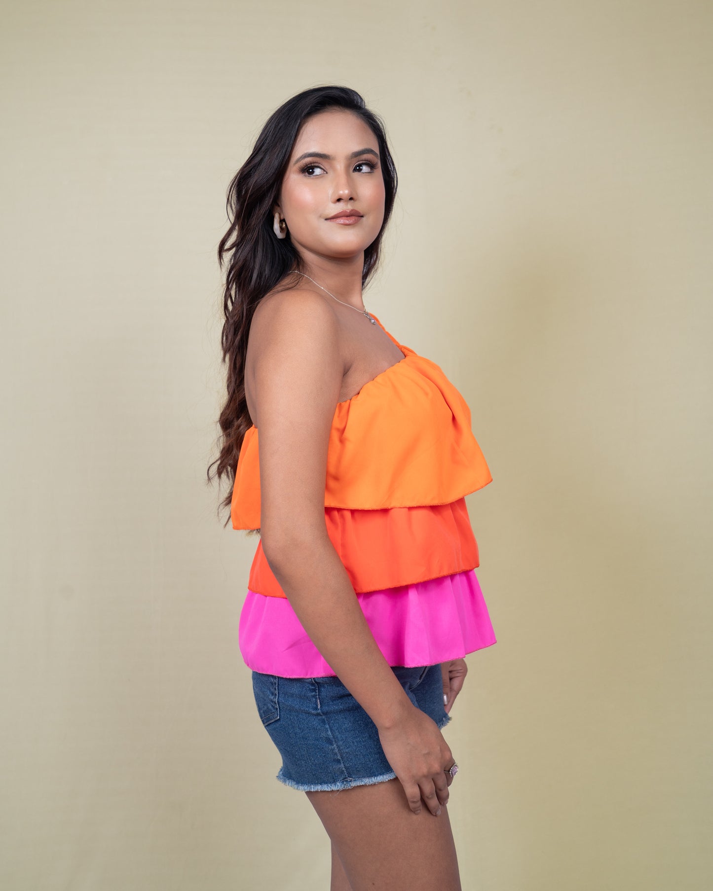 LuxeWave One-Shoulder Ruffle Top