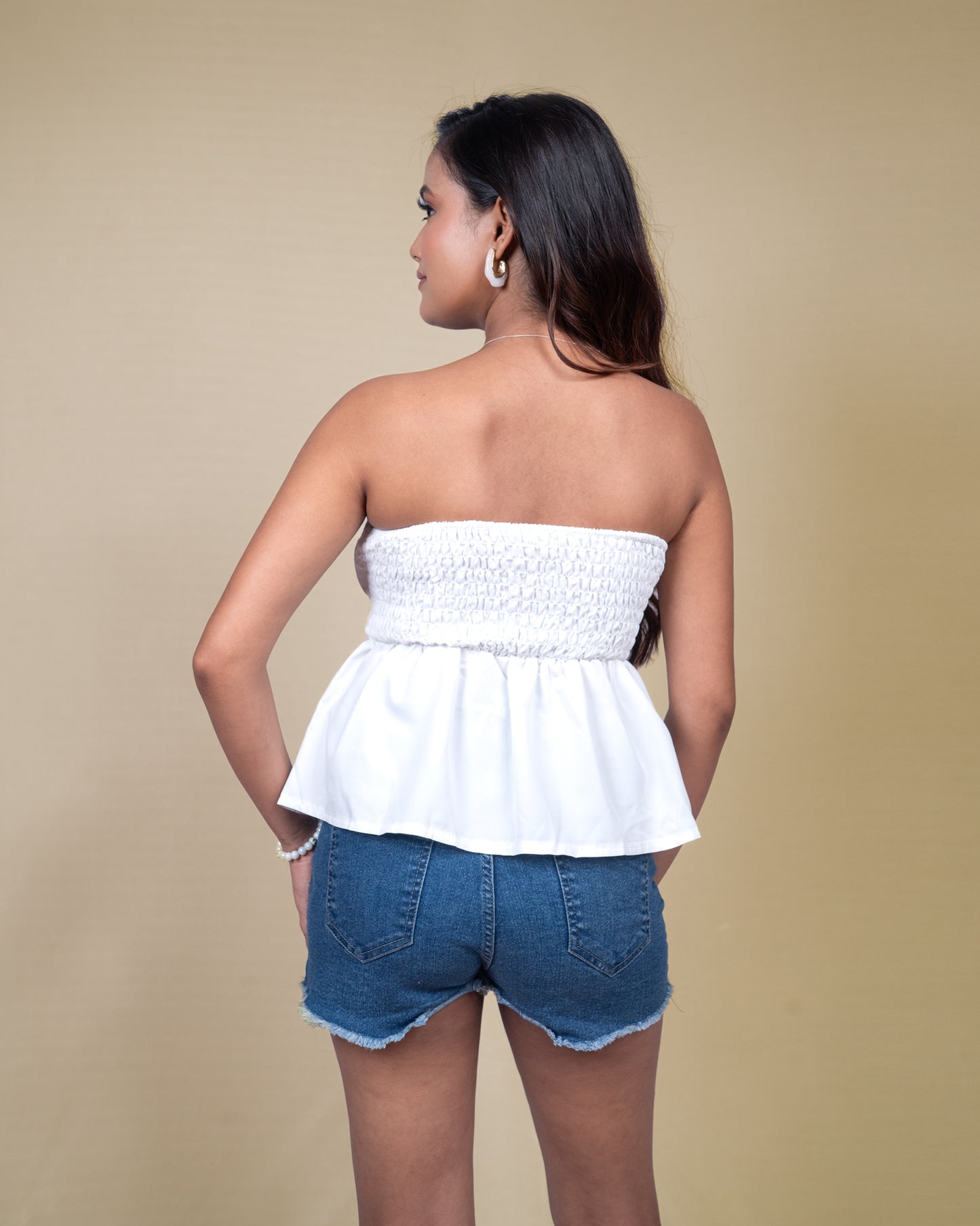 Women's Asymmetrical White Tube Top