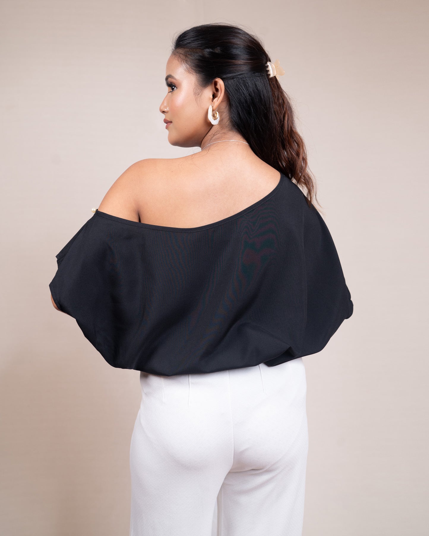 Pearl Embellished Batwing Sleeve Top