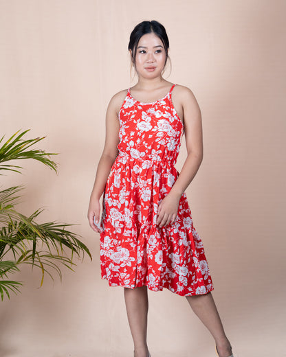 Floral A-Line Sundress with Spaghetti Straps