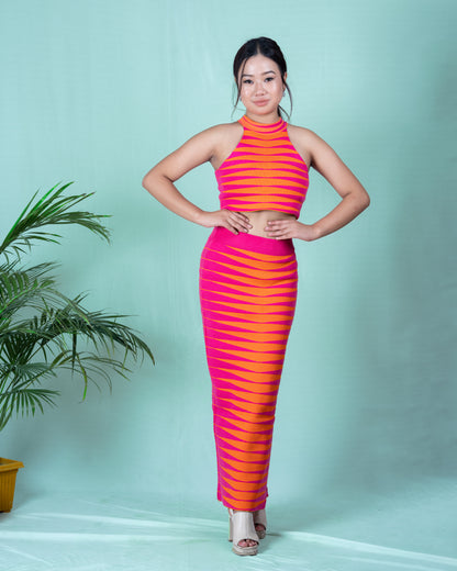 Neon Vibes Striped Maxi Set