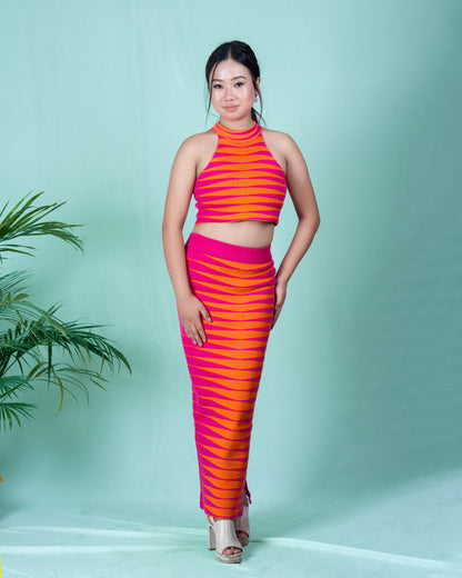 Neon Vibes Striped Maxi Set