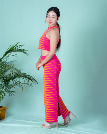 Neon Vibes Striped Maxi Set