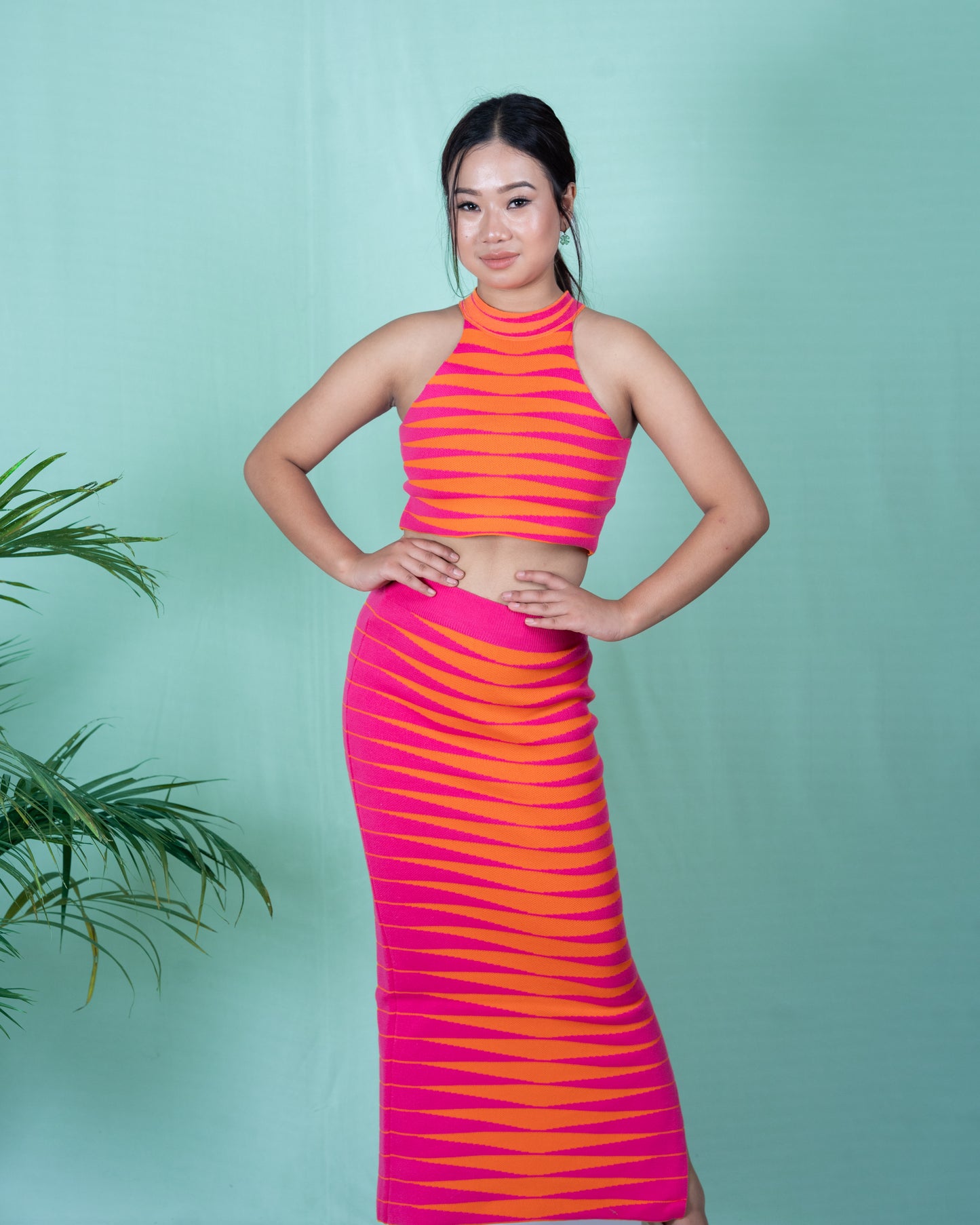 Neon Vibes Striped Maxi Set