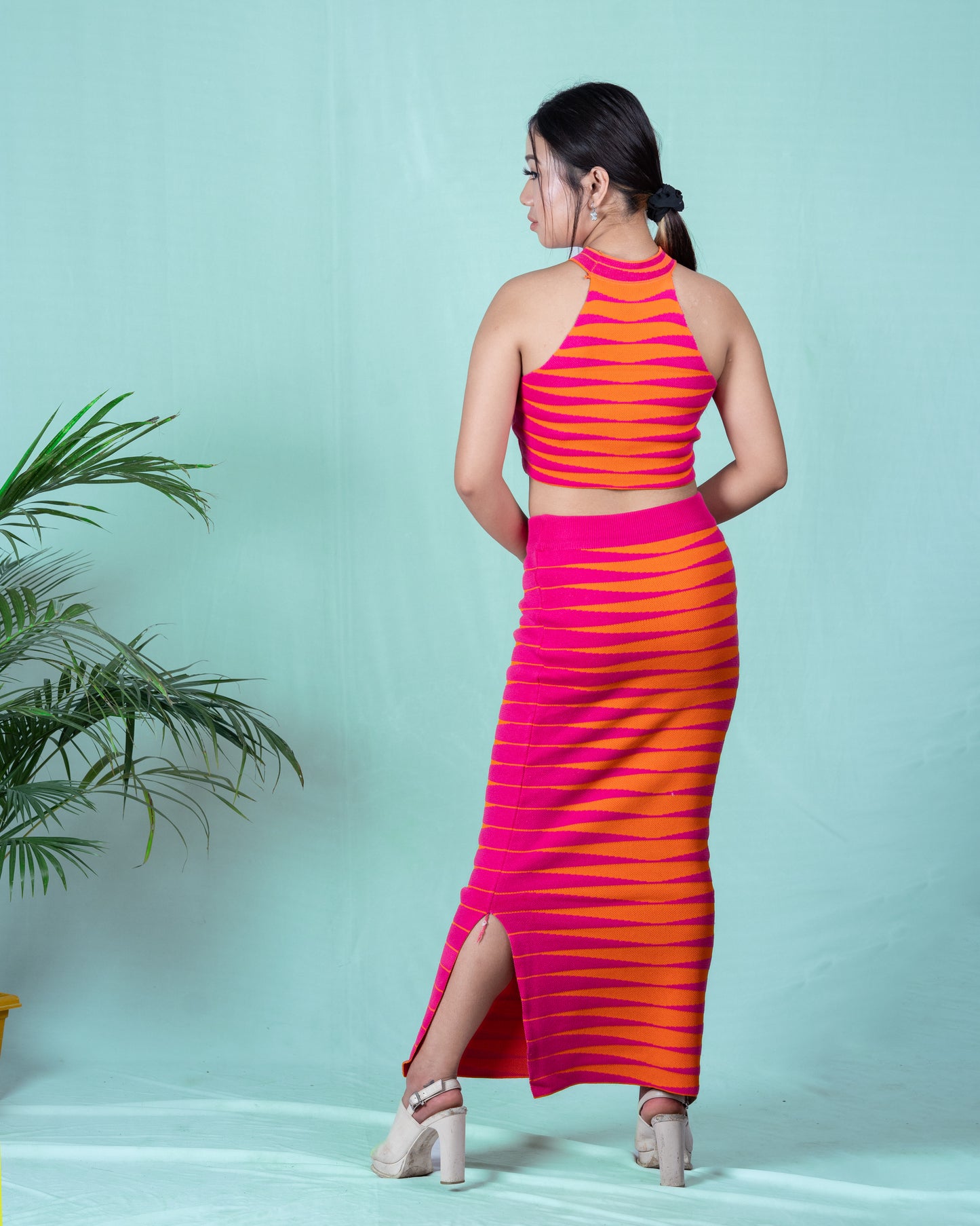 Neon Vibes Striped Maxi Set