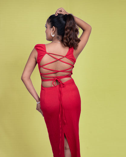 Serenity Lace-Up Backless Gown