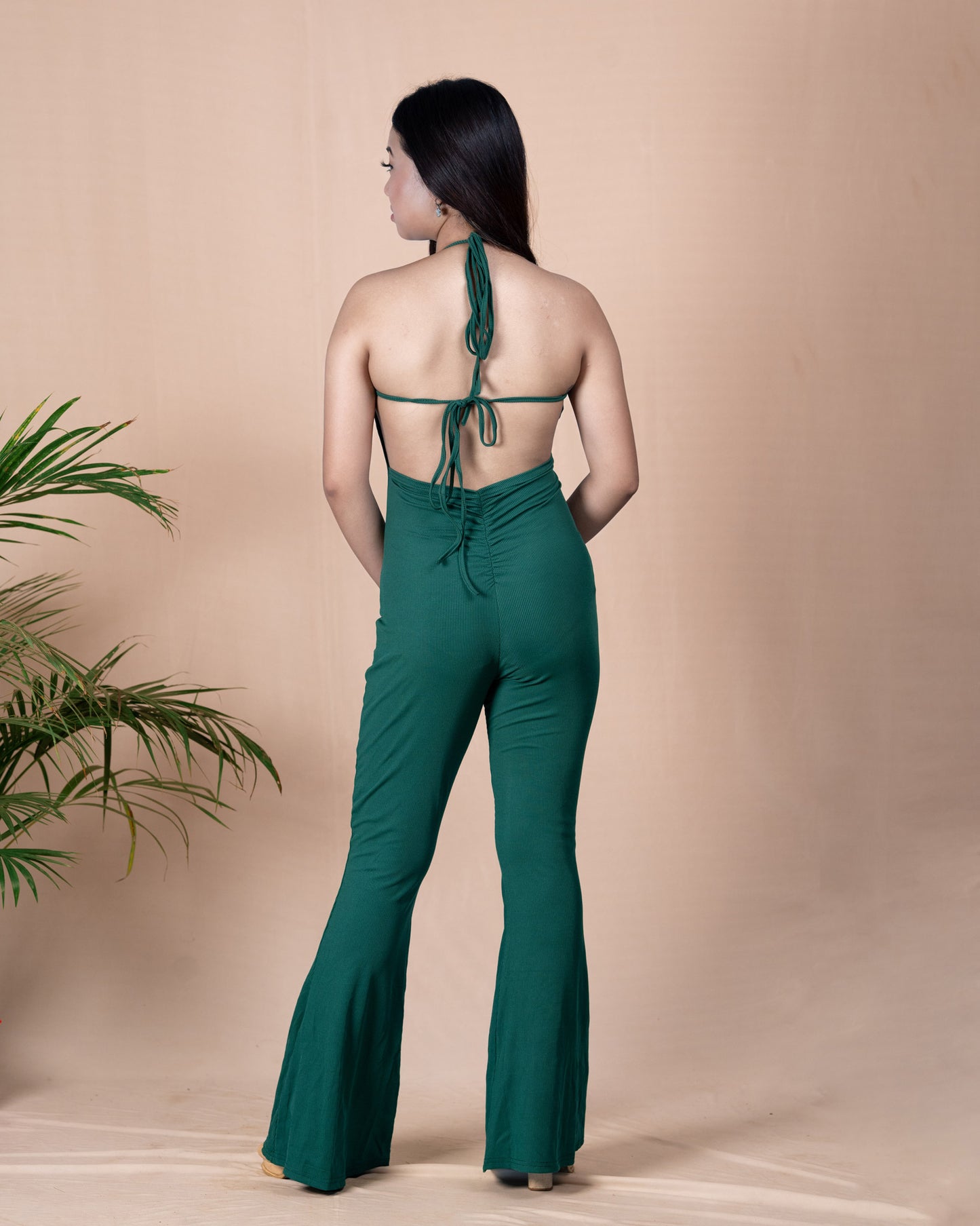 Halter-Neck Flare Jumpsuit