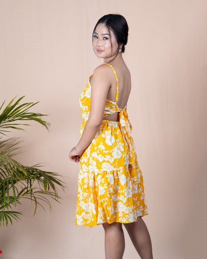 Floral A-Line Sundress with Spaghetti Straps