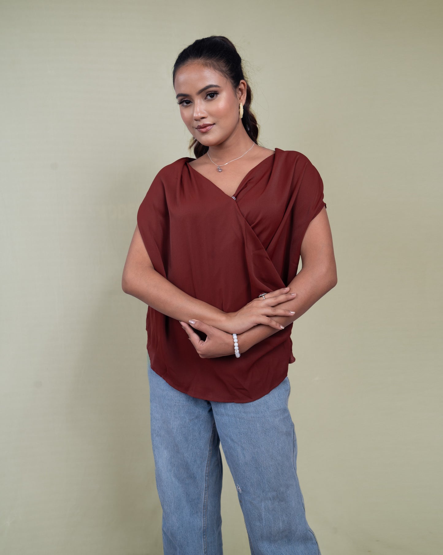 Serene Flow Surplice  Neck Top