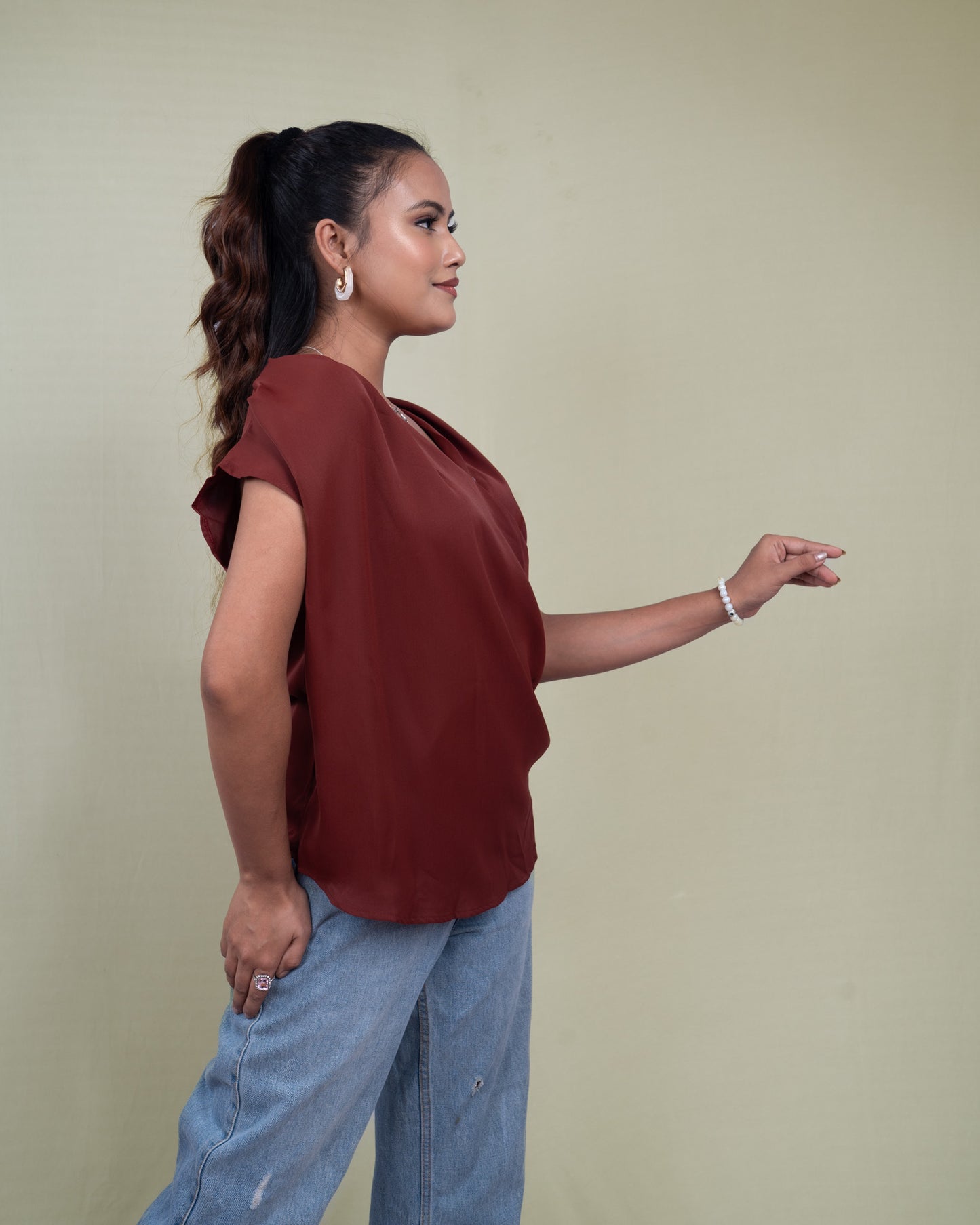 Serene Flow Surplice  Neck Top