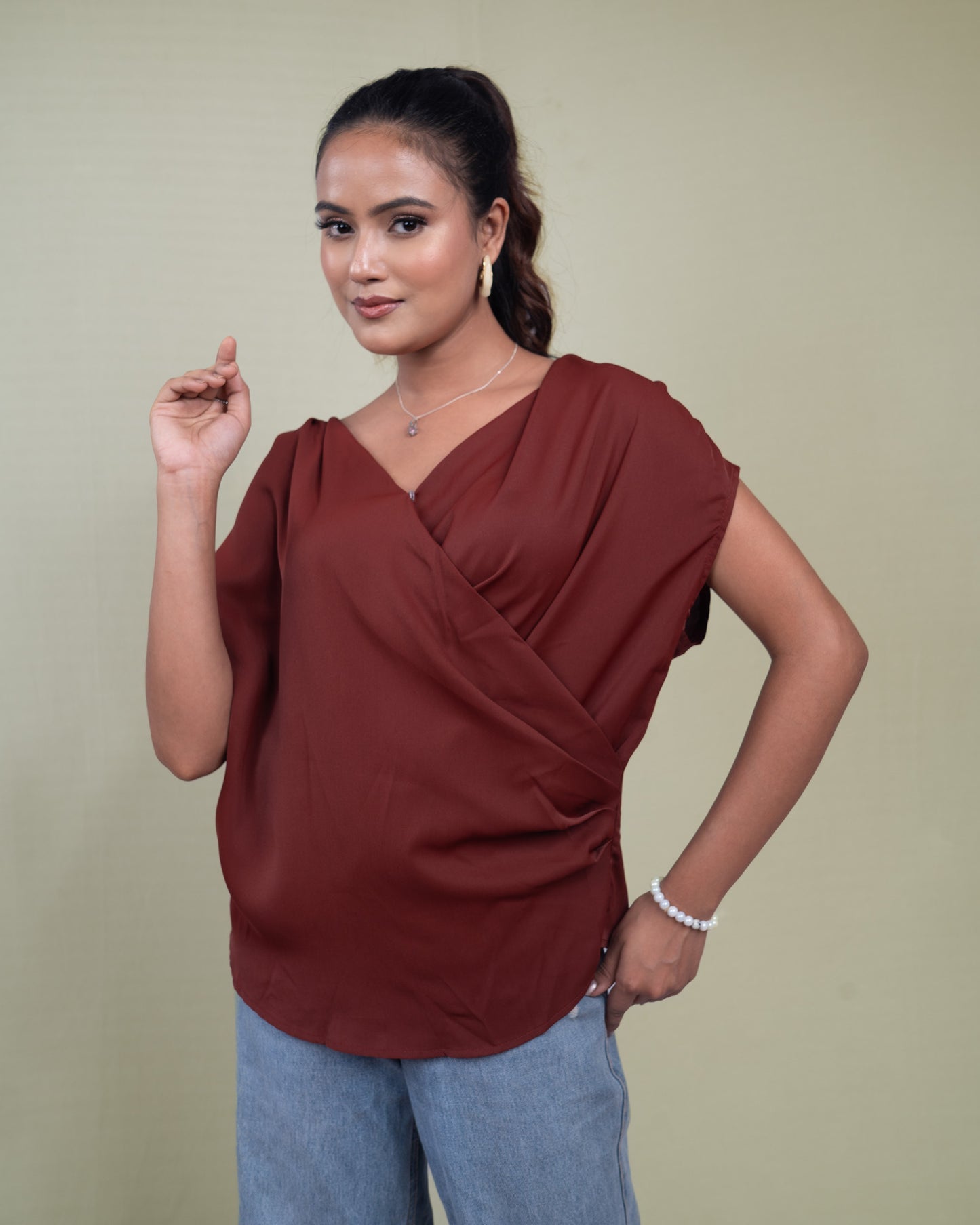 Serene Flow Surplice  Neck Top