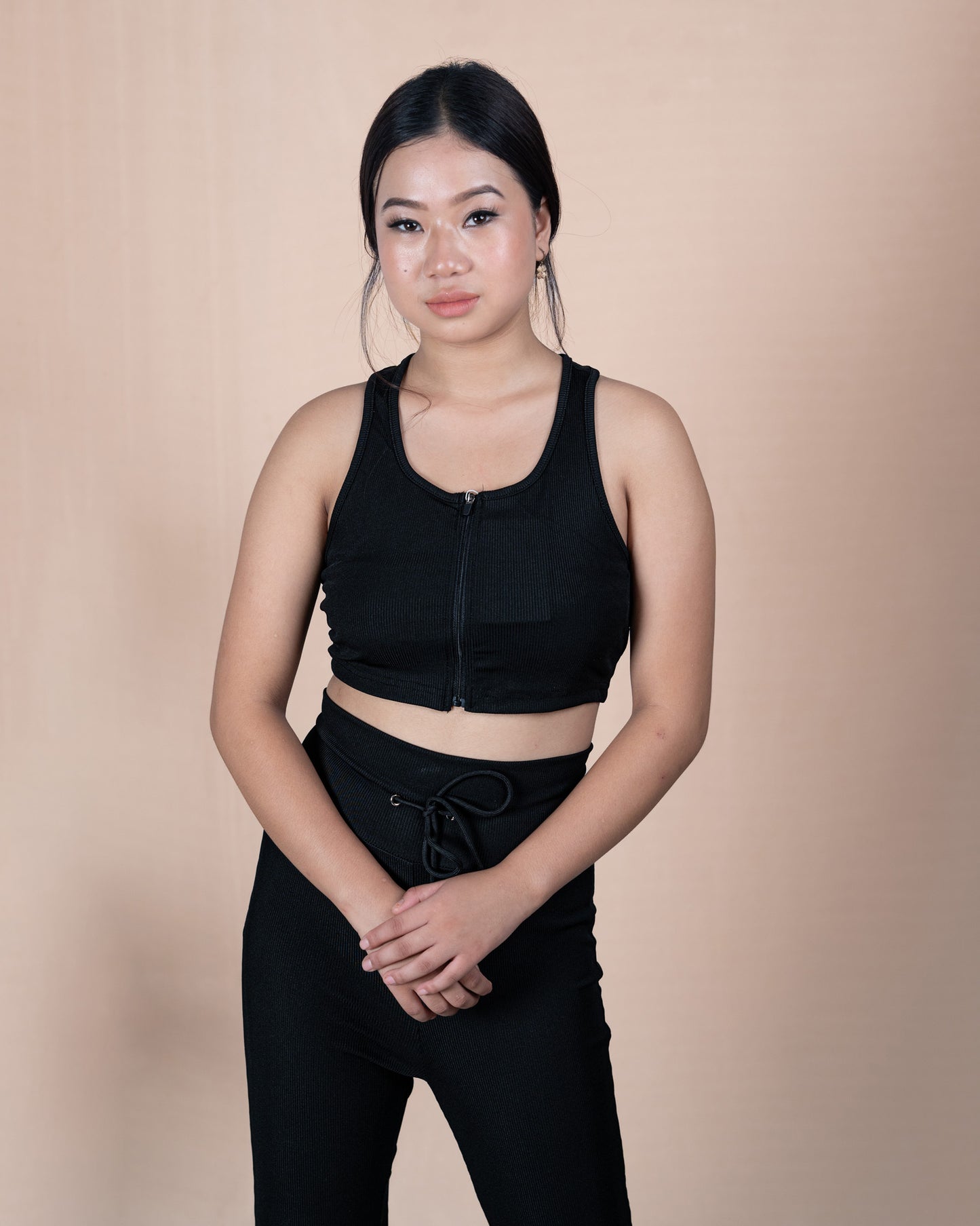 Zip-Front Ribbed Crop Top Co-ord Set