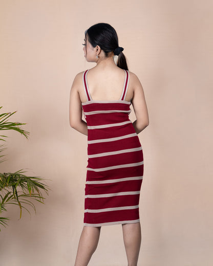 Striped Print Bodycon Cami Dress