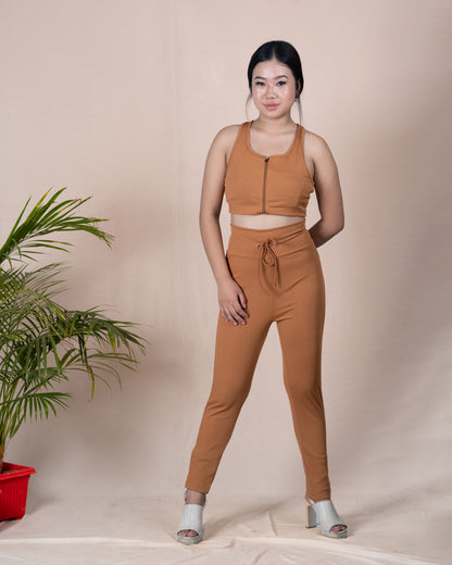 Zip-Front Ribbed Crop Top Co-ord Set