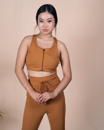 Zip-Front Ribbed Crop Top Co-ord Set