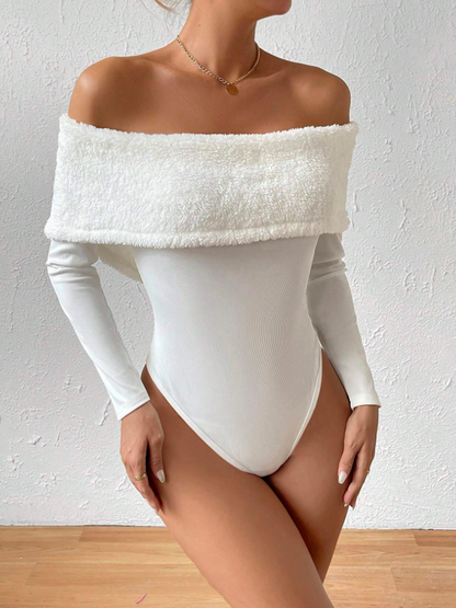 Velvet Luxe Foldover Off-Shoulder Bodysuit