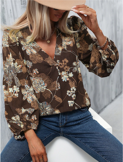 Blossom Charm Lantern Sleeve Floral Top