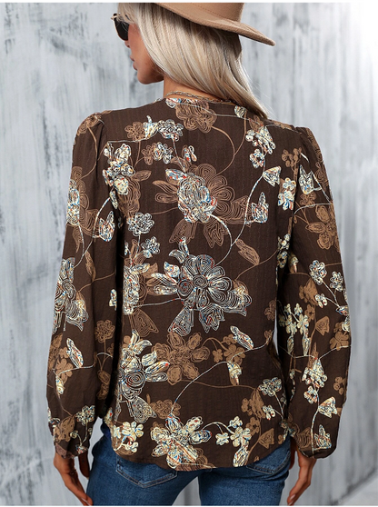 Blossom Charm Lantern Sleeve Floral Top