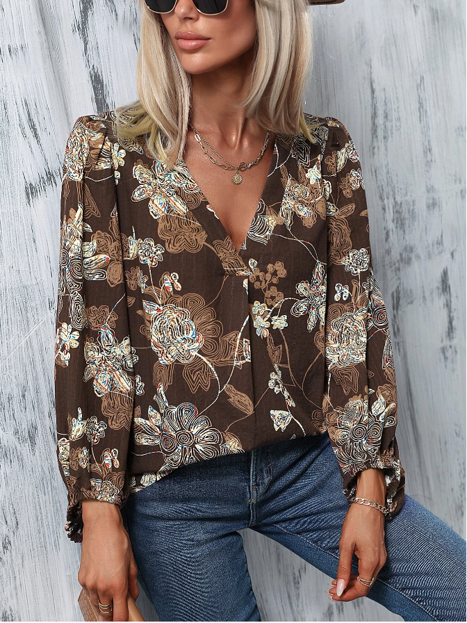 Blossom Charm Lantern Sleeve Floral Top