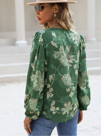 Blossom Charm Lantern Sleeve Floral Top