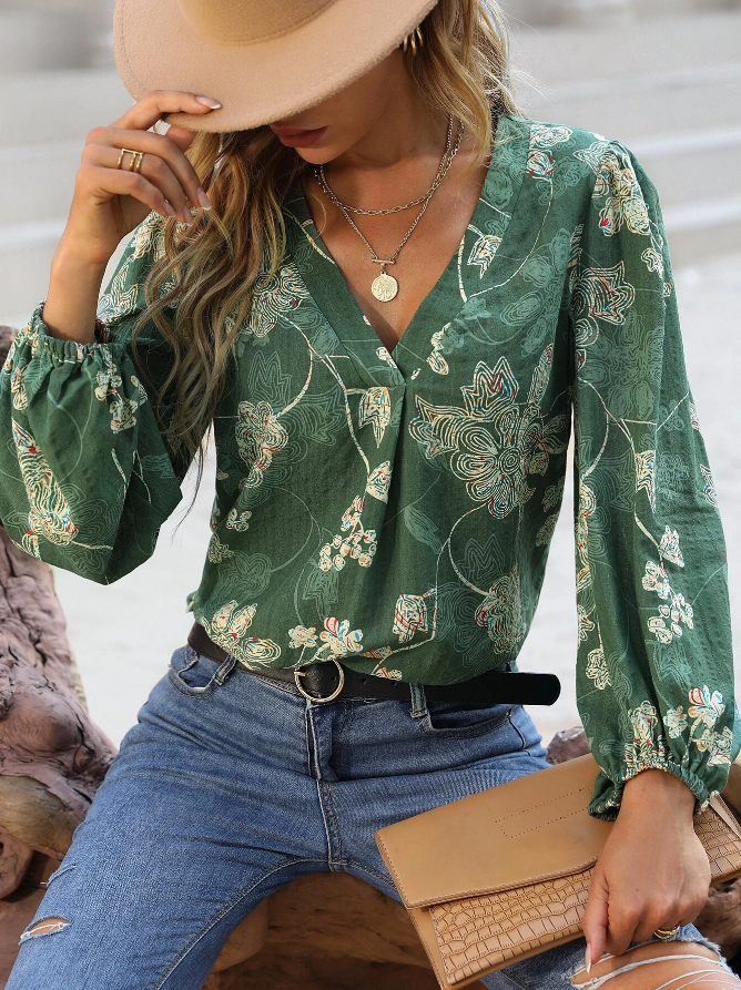 Blossom Charm Lantern Sleeve Floral Top