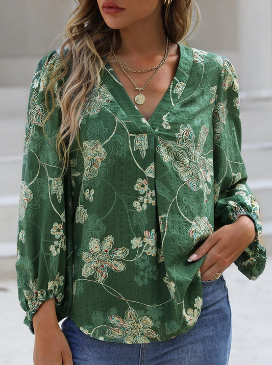 Blossom Charm Lantern Sleeve Floral Top