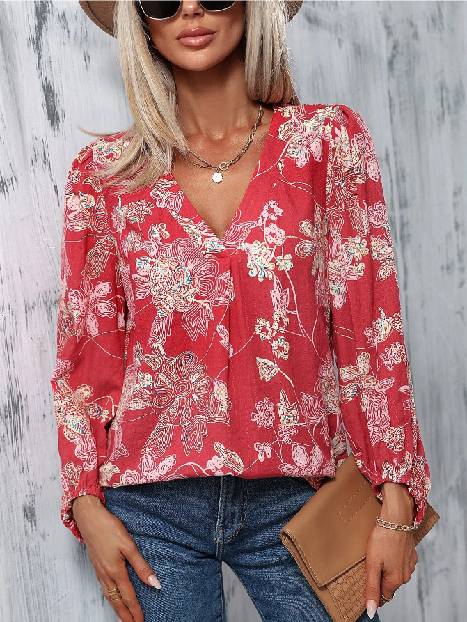 Blossom Charm Lantern Sleeve Floral Top